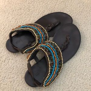 Beaded brown sandals
